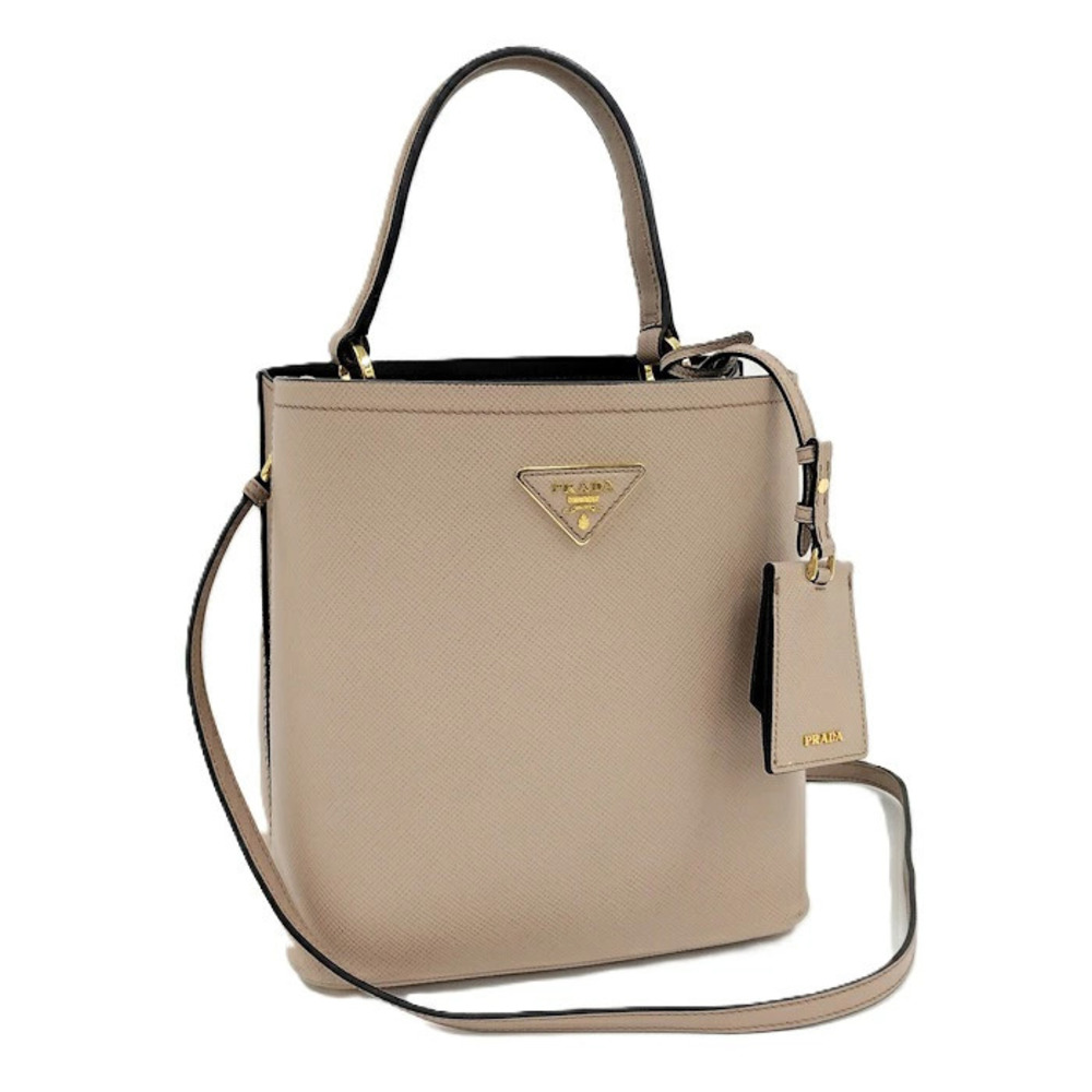 Prada Panier Bag Saffiano Cuir Leather Pink Beige